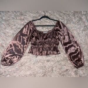 All in Favor Long Sleeve Textured Satin Top